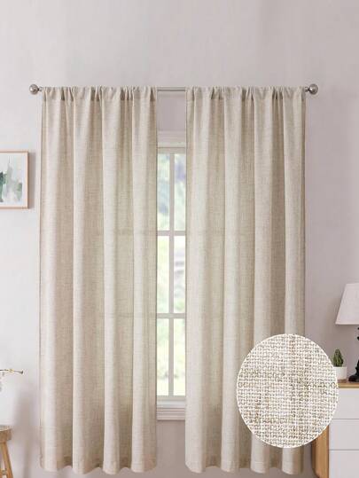 1pc Thickened Rainbow Linen Curtains, Blackout Curtains For Bedroom, Breathable Japanese-Style Simple Curtains, Suitable For Farmhouse Villa Windows, Living Room Curtains