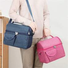 Large Double-Decker Thermal Fitness Travel Lunch Bag - Xám - Xem 3