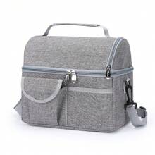 Large Double-Decker Thermal Fitness Travel Lunch Bag - Xám - Xem 1