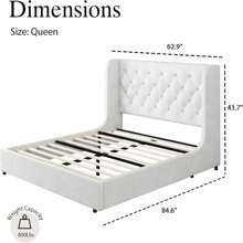 Modern Velvet Upholstered Bed Frame With Curved Wingback Design, Wooden Platform Bed Frame For Bedroom,No Box Spring Needed, Easy Assembly, Full Bed Frame/ Queen Bed Frame/ King Bed Frame/ Full Size Bed Frame/ Queen Size Bed Frame/ King Size Bed Frame,Pink/ White/ Grey - White - View 8