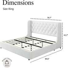 Modern Velvet Upholstered Bed Frame With Curved Wingback Design, Wooden Platform Bed Frame For Bedroom,No Box Spring Needed, Easy Assembly, Full Bed Frame/ Queen Bed Frame/ King Bed Frame/ Full Size Bed Frame/ Queen Size Bed Frame/ King Size Bed Frame,Pink/ White/ Grey - White - View 9