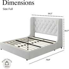 Modern Velvet Upholstered Bed Frame With Curved Wingback Design, Wooden Platform Bed Frame For Bedroom,No Box Spring Needed, Easy Assembly, Full Bed Frame/ Queen Bed Frame/ King Bed Frame/ Full Size Bed Frame/ Queen Size Bed Frame/ King Size Bed Frame,Pink/ White/ Grey - White - View 7