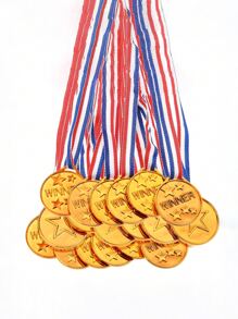 10pcs Gold Plastic Medals, Award Medals For Winners, Suitable For Parties, Games, Sports, Costumes, Athletics, Commemorative,Christmas