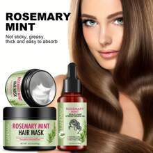 迷迭香薄荷护发套装 - 保湿护发素和精油，让头发更丰盈、更健康 - 修复干燥、受损和卷曲的发丝 头发修剪器 迷迭香护发油 - 白色 - 查看 9