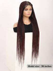 Peluca de trenzas de caja sin nudos de 36 pulgadas con encaje triangular doble para mujeres. Peluca con trenzas de caja de encaje frontal completo con cabello bebé, apariencia natural de trenzas de maíz sintéticas
