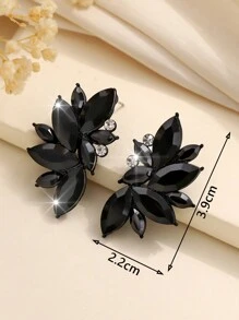 1 Pair Bohemian Alloy Inlaid Glass Diamond Fancy Earrings, High-End Elegant Sophisticated Luxurious Exaggerated For Women