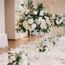 40cm Metal Geometric Stand Flower Vase HolderParty Wedding Centerpieces - Gold - View 2