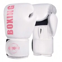 GINGPAI 1pair White & Pink Adult Boxing Gloves For Youth, Professional Combat Training, Muay Thai, Sanda, Durable Gear For Fighting Bags