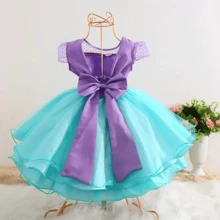 Seabed Dress For Children's Birthday Party Theme Green And Purple 090 - Verde - Ver 3
