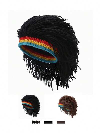 1 pieza Gorro de peluca de rastas reggae para hombres, gorro de punto unisex y novedoso para fiesta y atuendo de otoño