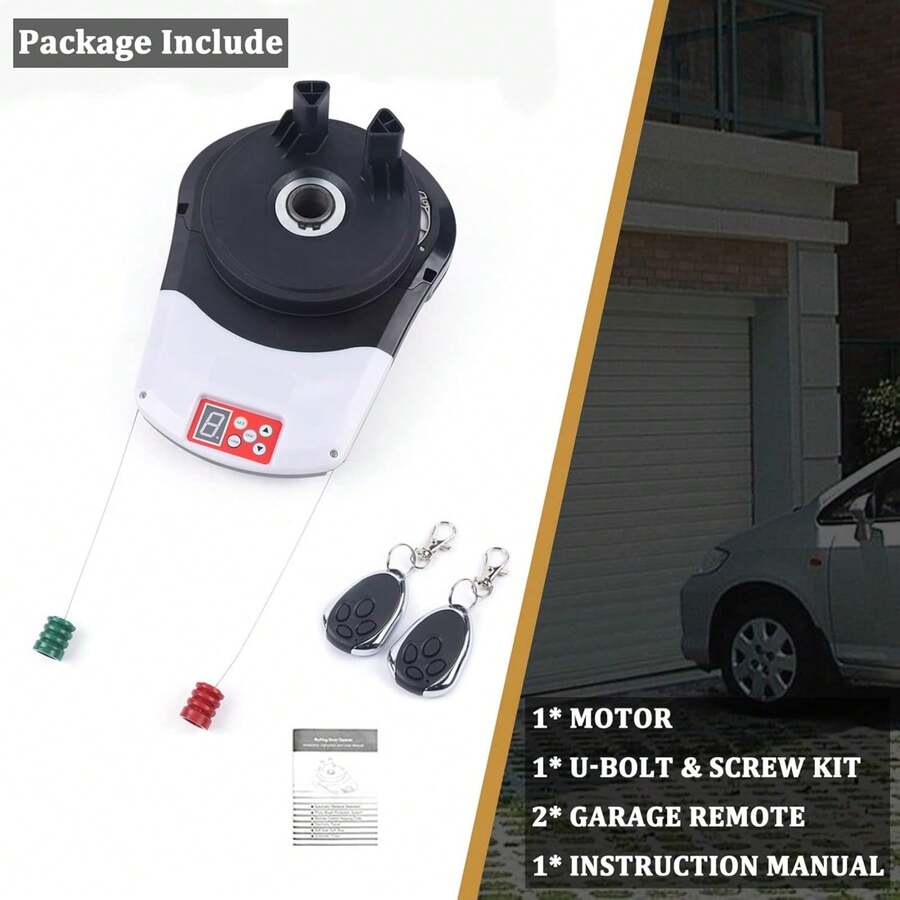 ONEUTRALON Auto Electric Garage Roller Door Opener Remote, Silent Garage Door Opener Automatic Sliding Gate Opener Garage Door Motor Power For Garage Warehouse Store Barn Farm - Black and White - View 1