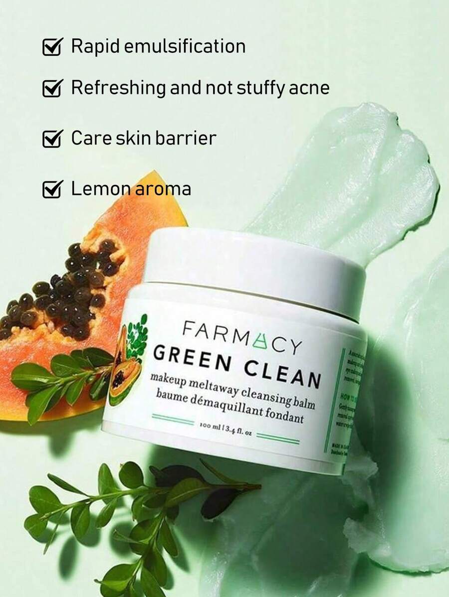 Farmacy Green Clean Makeup Removing Balm With Moringa And Papaya 100ml, Mild Cleanser With Quick Emulsification For Sensitive Skin Without Clogging Pores - 100ml - View 1