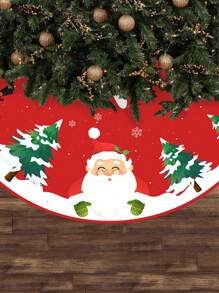 1pc Christmas Tree Skirt, Adorable Santa Claus Design, Suitable For Christmas Tree Or Table Decor