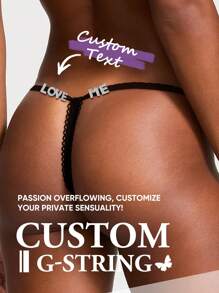 1 pieza de G-strings personalizadas, pantys con tirantes de encaje personalizados, ropa interior sexy personalizada, tanga con nombre personalizado, tanga con nombre personalizado, pantys de encaje sin costuras personalizados, ropa interior de encaje personalizada, regalo de aniversario, regalo de San Valentín, regalo de cumpleaños, regalo de boda, regalo para ella/novia/esposa/amiga
