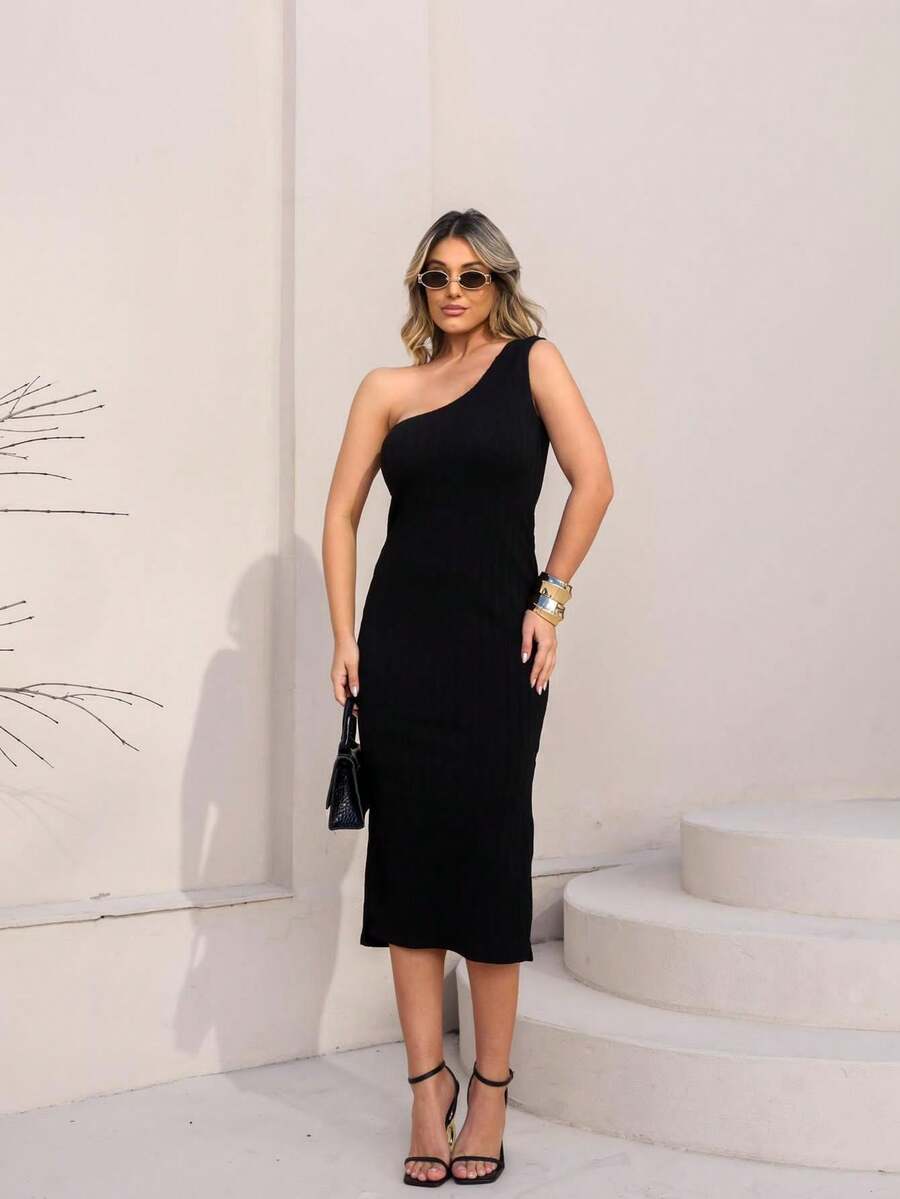 Mule Dress With Knitted Hem - màu đen - Xem 1