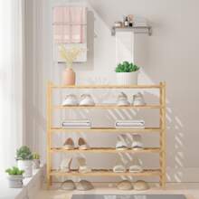 Multi-Tiers Natural Bamboo Shoe Rack,Home Storage & Organization, Strong Sturdy Shoe Boot Organizers Storage Shelf, Fit For Dorm, Entryway, Hallway, Bedroom, Living Room