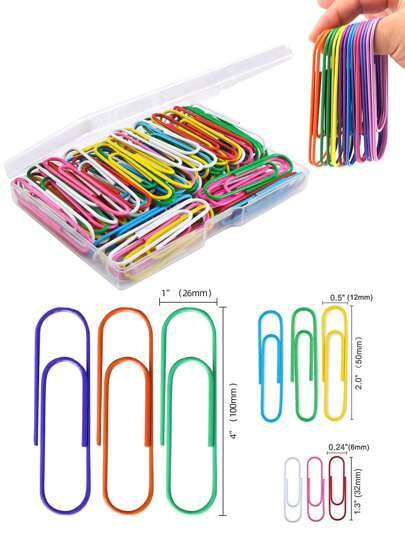 15~100 piezas Clips de papel de 3,2 cm/5 cm/10 cm, clips de papel grandes de colores variados con recubrimiento, clips de papel grandes reutilizables y de colores para organizar documentos en la oficina y la escuela, de vuelta a la escuela
