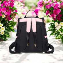 Women's Casual Waterproof Nylon Backpack With Kitten Accessory - màu đen - Xem 2