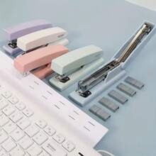 1pc Efficient Labor-Saving Stapler - Convenient For School And Office Tasks, Ergonomic Design, Easy To Use, Multiple Colors Available - White, Pink, Green, Blue, And Purple!