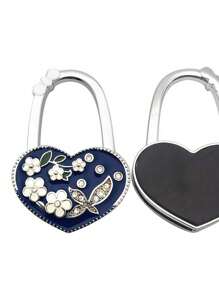 心形可折叠金属包挂架，桌面包挂架，钱包和手提包收纳挂架