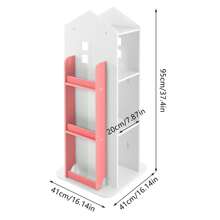 Bookcase 360° Rotating Bookshelf Multifunctional Bookcase Solid Wood 4 Tiers Home Design Corner Bookshelf For Kids Suitable For Living Room And Children's Library - 粉色 - 查看 7