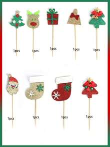 1 件/7 件圣诞纸杯蛋糕装饰、节日蛋糕装饰、家庭派对装饰、圣诞派对用品礼品圣诞装饰圣诞装饰圣诞礼物圣诞派对用品 - 彩色 - 查看 14