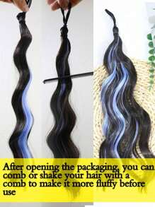 1pc Synthetic Hair Extension Bundled In Twisted Style, Length Around 20inch, Suitable For Daily Wear, Black - Black - View 8