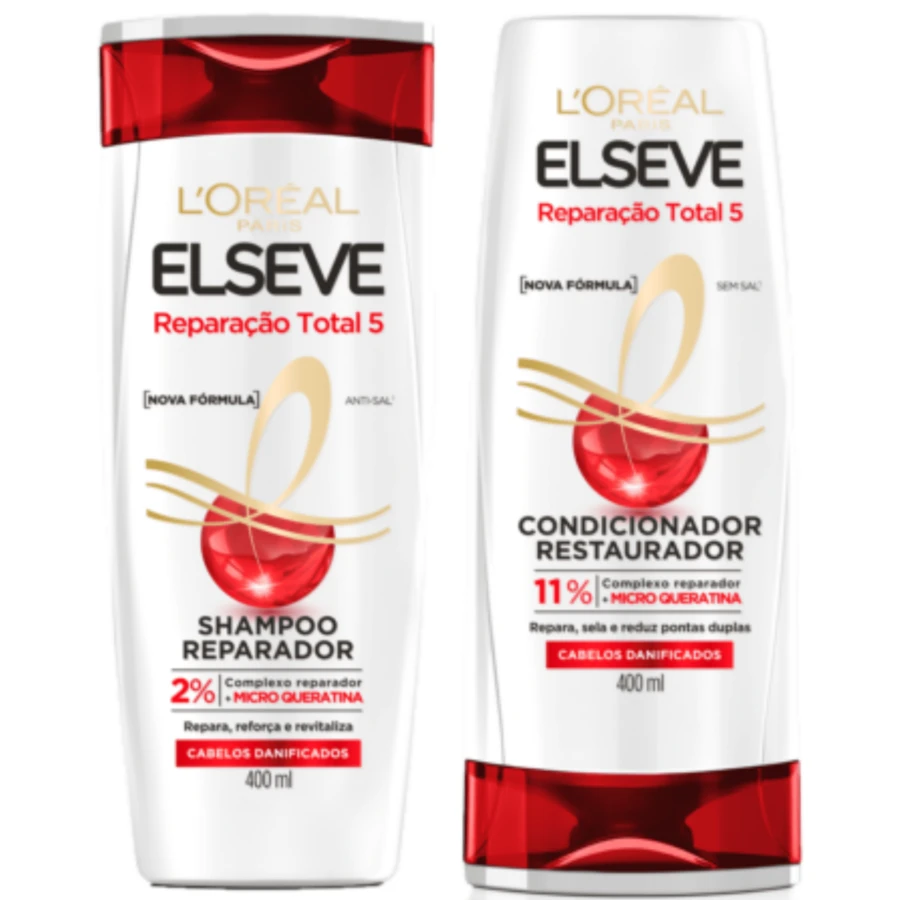 KIT Shampoo And Conditioner Total Repair 5 Large - 400ml Elseve - Damaged Hair - 白色 - 查看 1