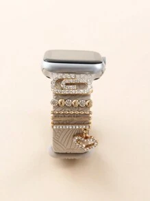 5pcs Luxurious Rhinestone Alloy Band Clasp, Hollow Heart Shaped Pendants, Silicone Watch Band Accessories (Watch Band Not Included) Valentines