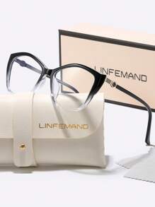 LINFEMAND 猫眼装饰眼镜，时尚优雅透明镜片女士派对眼镜，多色镜框节日礼物女士眼镜配件 - 無色 - 查看 13