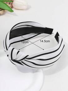 1 件女士简约黑白条纹和波尔卡圆点蝴蝶结头带，时尚百搭发饰，适合日常和工作发带发箍