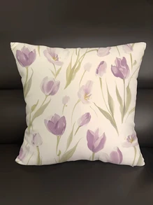 1 件北欧花卉紫色郁金香靠垫套 - 柔软毛绒枕套适用于沙发、床和长沙发 - 无需插入的家居装饰 - 为您的睡眠空间增添舒适和时尚感 - 彩色 - 查看 5