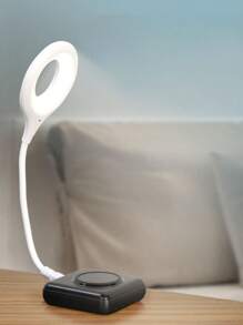 Lunarboat LED Desk Lamp Voice Control Ring Light Foldable Reading USB Bedside Learning No Strobe La - trắng - Xem 2