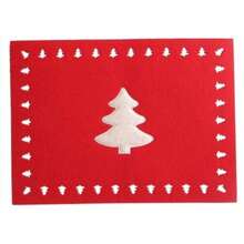 Placemat 40x30cm Felt Christmas Decoration With 2 Units - 紅色 - 查看 1