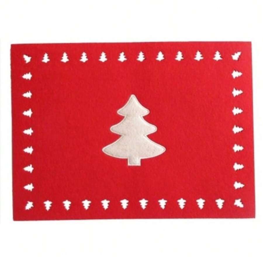 Placemat 40x30cm Felt Christmas Decoration With 2 Units - 紅色 - 查看 1