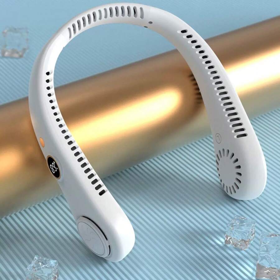 Portable Neck Fan With This 5-Speed Adjustable USB Display -R8 - 白色 - 查看 1