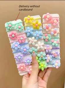 30pcs Floral Hair Scrunchies Set, Gifts For Girls, Daily Use (No Backing Card) - Multicolor - View 6