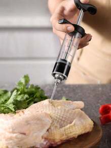 1PC Flavor Injector For Turkey, Steak, Grilled Meat, BBQ, Marinade, Basting, And Seasoning, Red Syringe