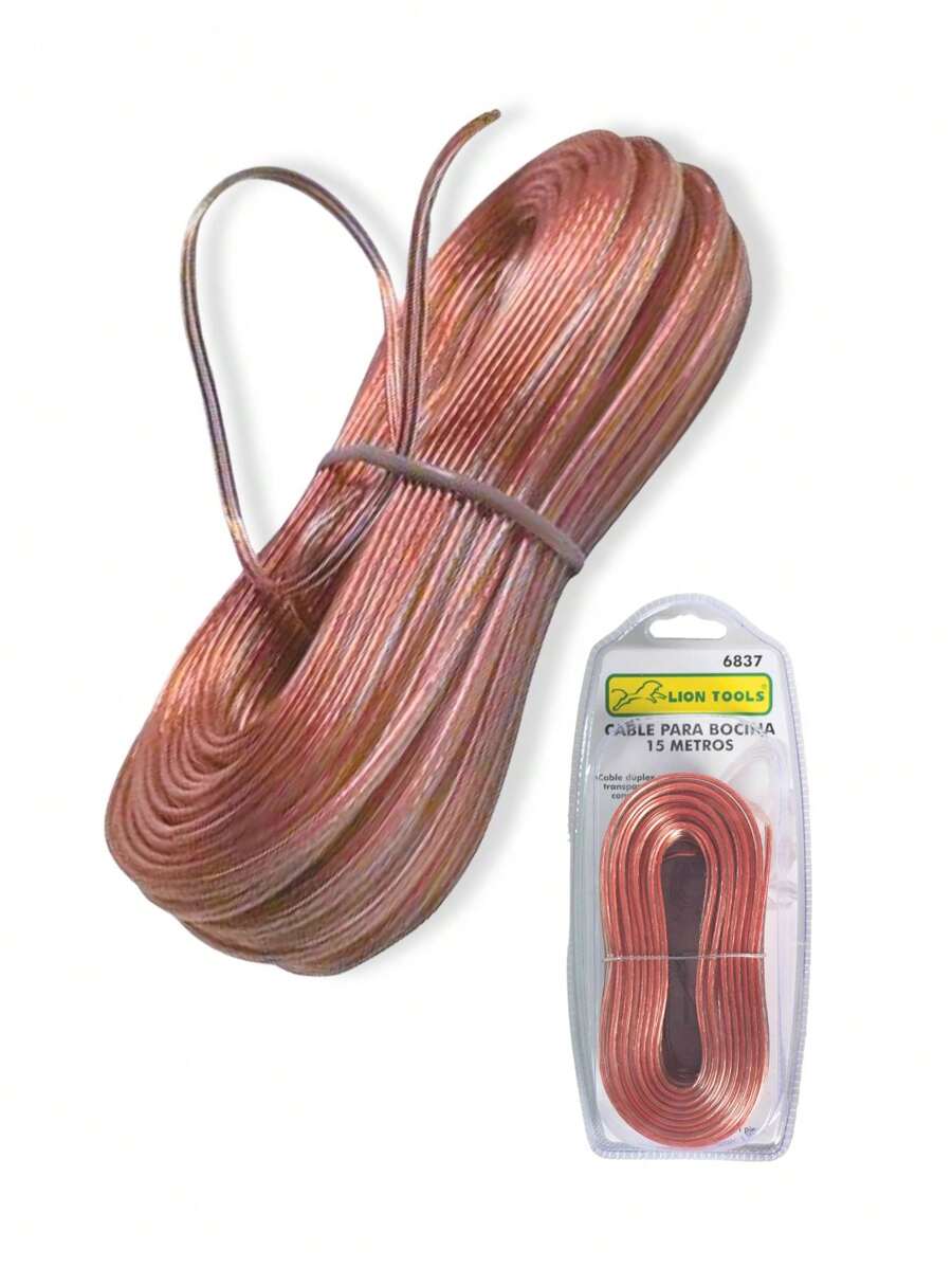 Cable Para Bocina Duplex Polarizado 15 Metros Transparente Equipo Para Sonido Hogar - Rojo - Ver 1