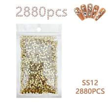 2880 颗扁平水晶圆形水钻，香槟色，SS20 4.8 毫米，用于美甲和工艺品，用胶水固定，美甲用品，指甲，指甲饰物，指甲宝石 - 香檳色 - 查看 13