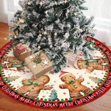 1pc Christmas Tree Skirt, Vintage Gingerbread Man Design, Suitable For Christmas Tree And Table Decor - Multicolor - View 9