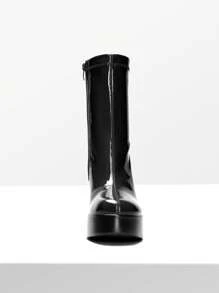 Women's Chunky Platform Ankle Boot High Block Heels Square Toe Lightweight Comfort Party Dress Booties Shoes For Women Women's Chunky Platform Ankle Boot High Block Heels Square Toe Lightweight Comfort Party Dress Booties Shoes For Women - 黑色漆皮 - 查看 8
