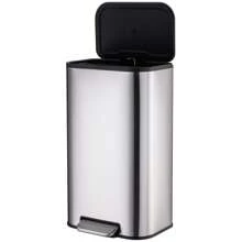 Trash Can, Stainless Steel Garbage Can With Lid, Step-On Pedal Bucket, Rectangular Trash Can For Kitchen For Office Living Room Small Spaces - 銀色-50升 - 查看 3