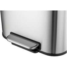 Trash Can, Stainless Steel Garbage Can With Lid, Step-On Pedal Bucket, Rectangular Trash Can For Kitchen For Office Living Room Small Spaces - 銀色-50升 - 查看 5