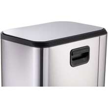 Trash Can, Stainless Steel Garbage Can With Lid, Step-On Pedal Bucket, Rectangular Trash Can For Kitchen For Office Living Room Small Spaces - 銀色-50升 - 查看 4