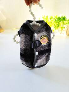 Áo khoác vest caro nhung cho chó và mèo, quần áo cho thú cưng mùa thu/đông - màu đen - Xem 6