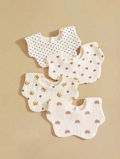 3入組/套隨機顏色透氣嬰兒流口水圍兜,適用於四季