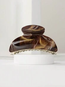 1pc French Acetate Barrette Hair Clip For Women - Coffee - View 1