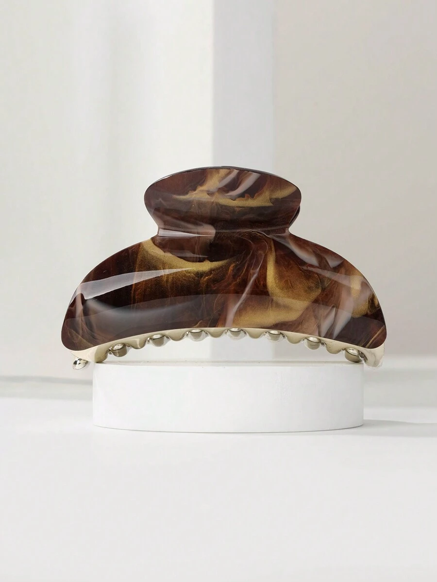 1pc French Acetate Barrette Hair Clip For Women - Coffee - View 1