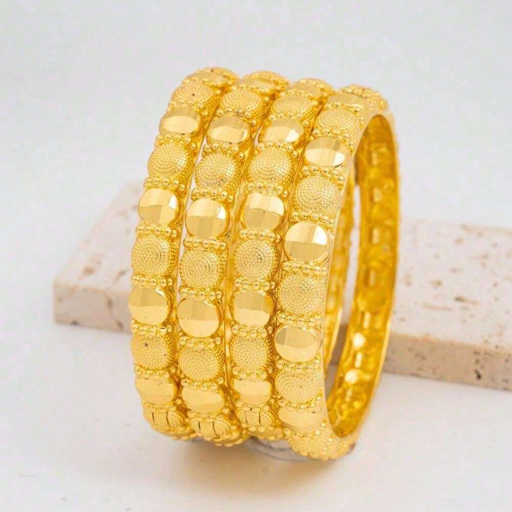 3 Gold Armreifen Für Frauen - Breite Manschetten Armbänder